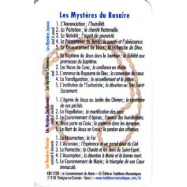 Carte prière - Les mystères du Rosaire - CB1122E