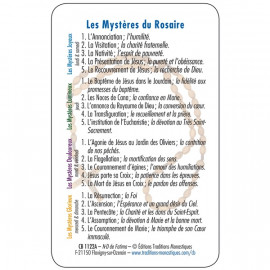 Carte prière - Les mystères du Rosaire - CB1122A