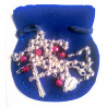 Chapelet argent perles de verre rouge et noir