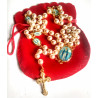 Chapelet perles et image de la Vierge de la rue du Bac - Pochette rouge