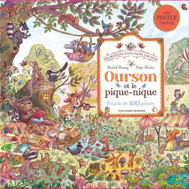 Rachel Piercey - Ourson et le pique-nique - Puzzle de 100 pièces avec un poster inclus